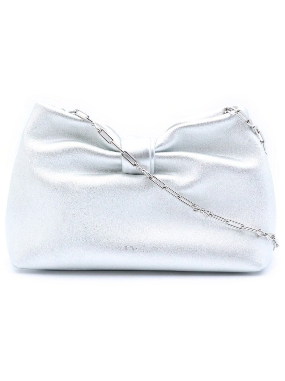 Dior Bow Small Shoulder Bag Silver Lambskin